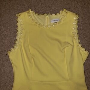 Size 6 Pale Yellow Calvin Klein Dress